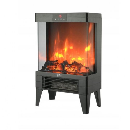 Elektrisk pejs/varmeblæser Q20P – sort, 1.800 W, fjernbetjening