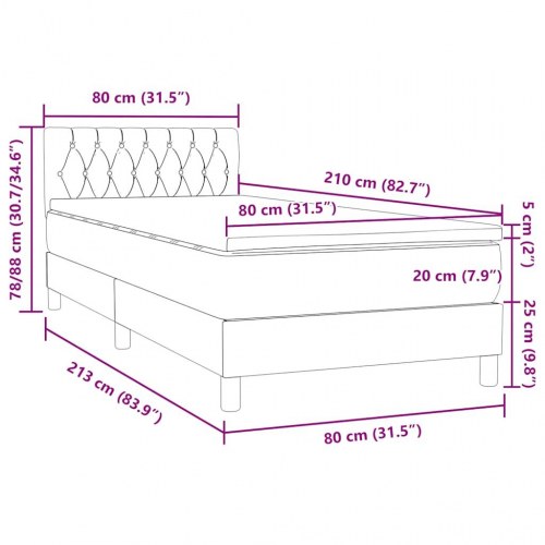 Kontinentalseng med madras 80x210 cm mørkeblå fløjl