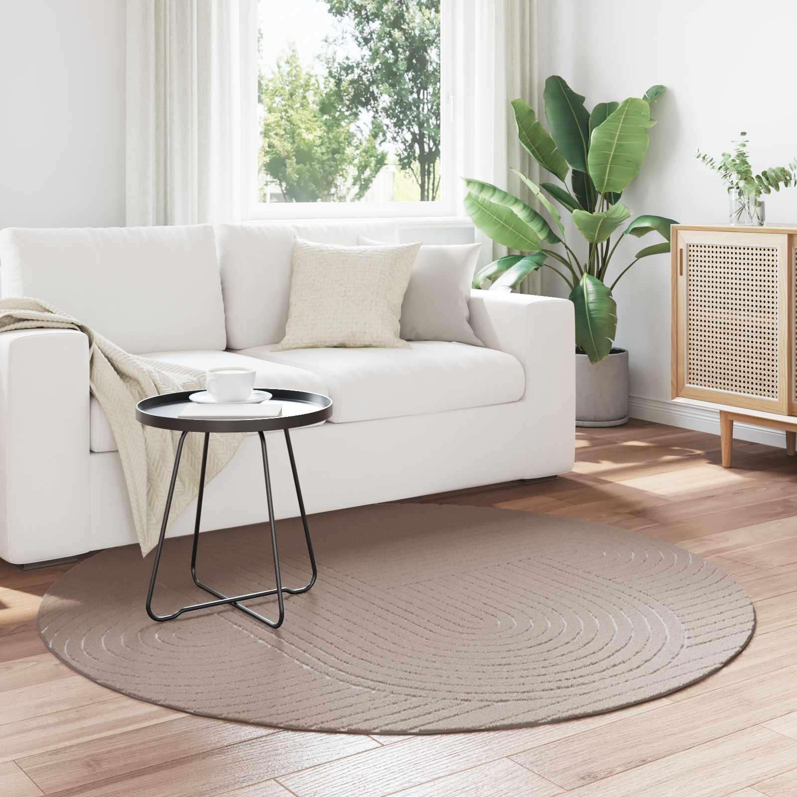 Rundt områdetæppe Palmeras - beige Ø 200 cm, polyester