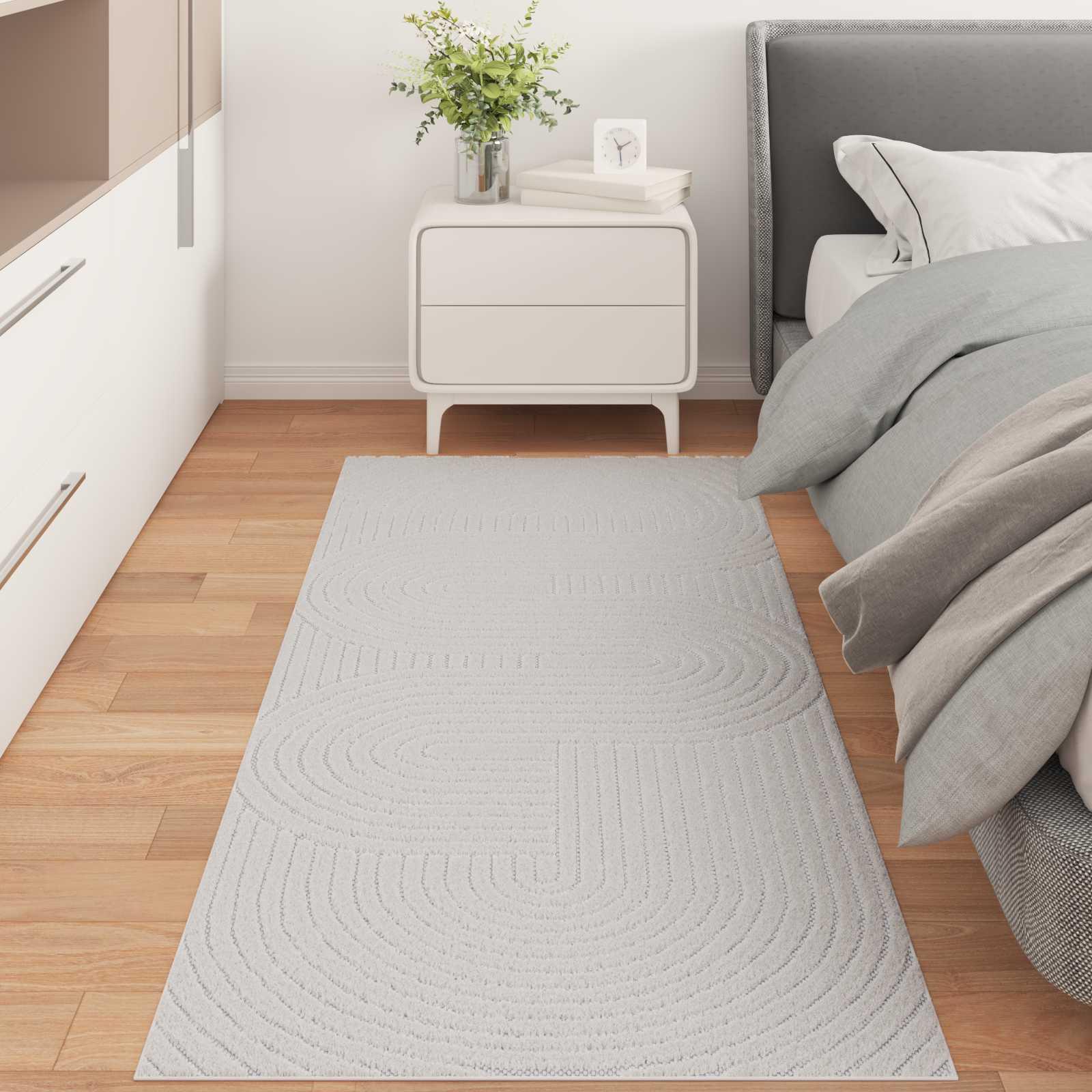 Områdetæppe rektangulært - creme 150 × 80 cm i polyester, skridsikkert