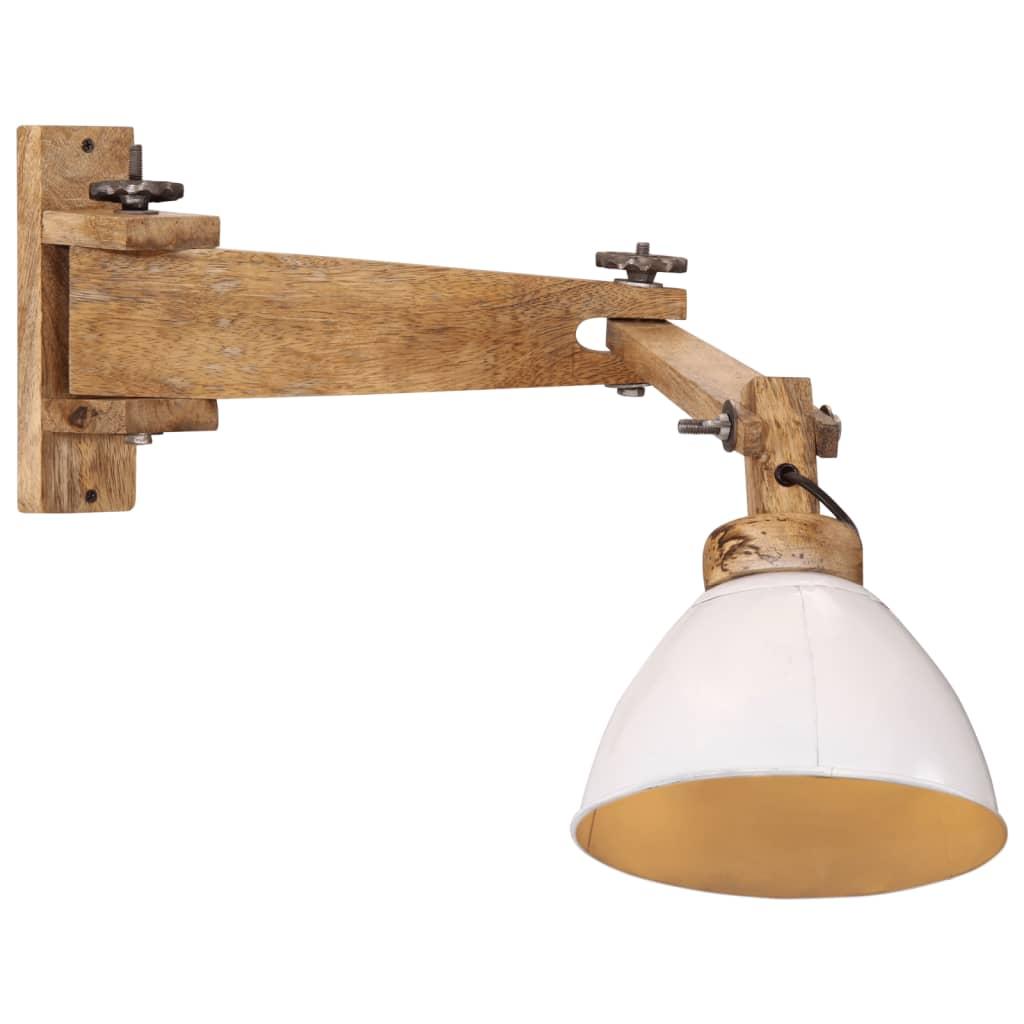 Væglampe i mangotræ med hvid jernskærm - E27 25 W, 80 cm