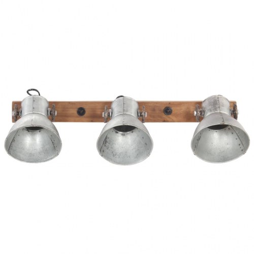 Industriel væglampe med 3 skærme 65 x 25 cm E27 sølvfarvet