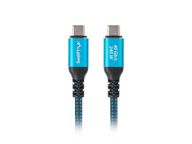 Lanberg USB4-kabel 0,5 m - USB-C til USB-C, 40 Gbit/s, 240 W, sort/blå billede