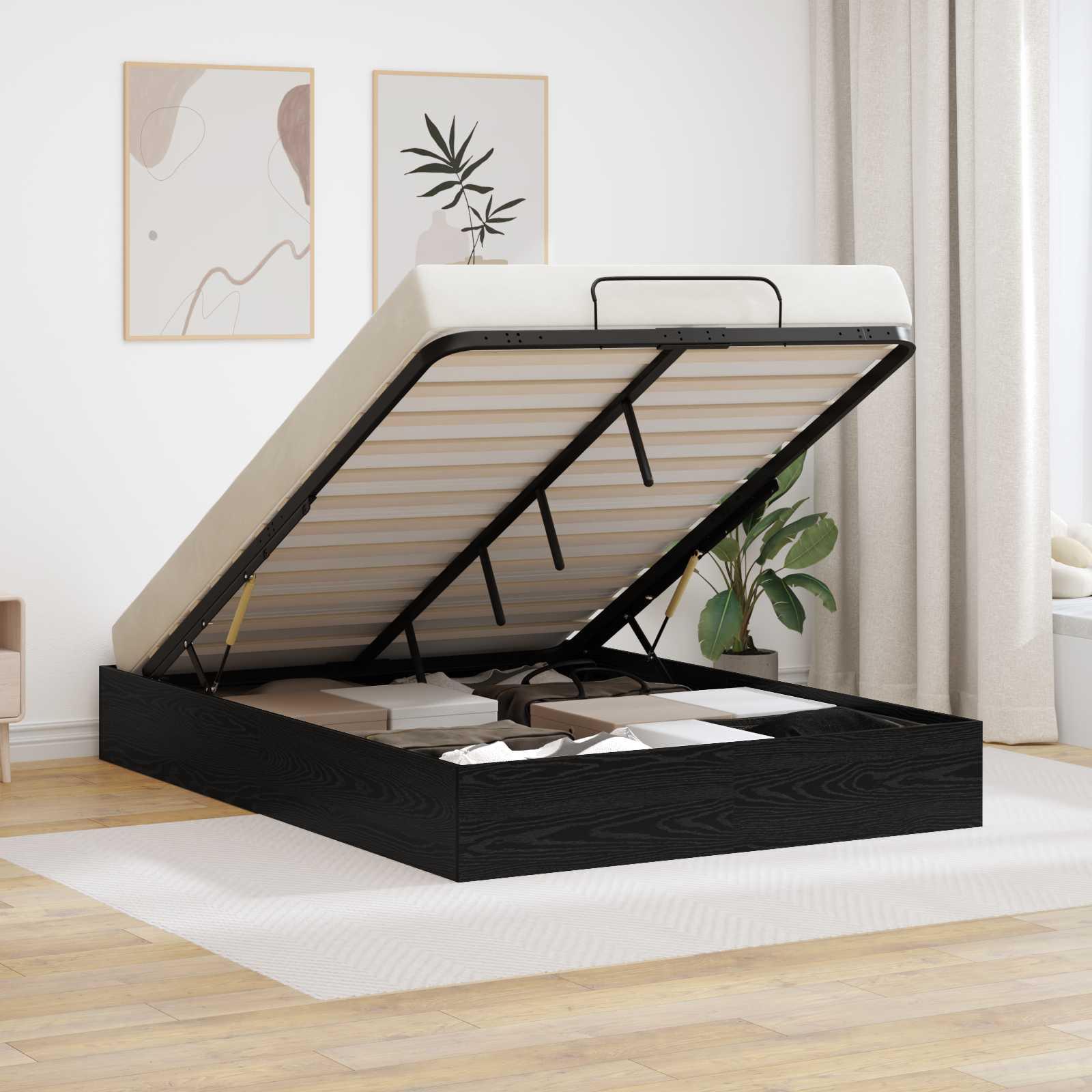 Ottoman Sengestel Sort eg 193 x 120 x 25 cm Spånplade