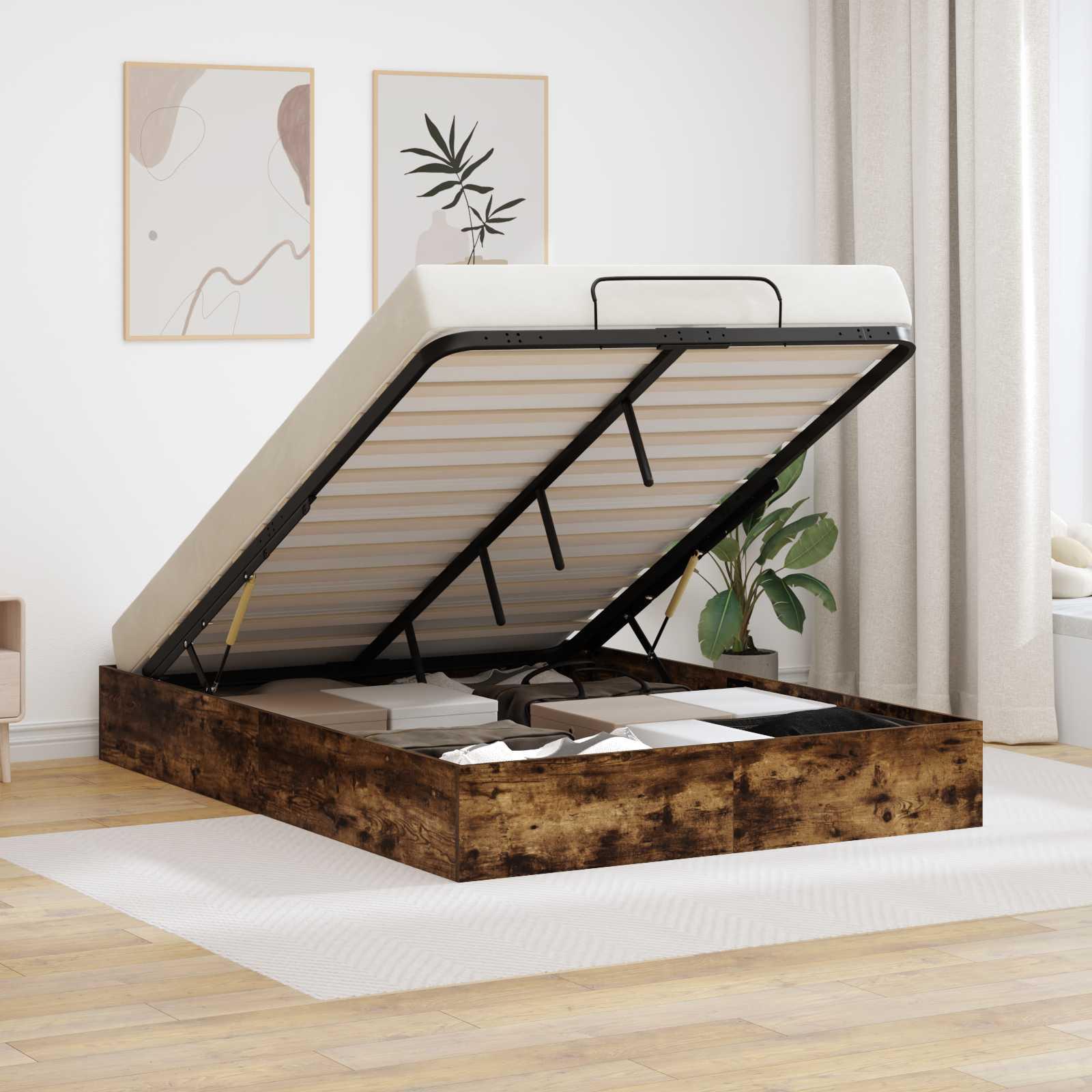 Ottoman Sengestel Røget eg 193 x 120 x 25 cm Spånplade