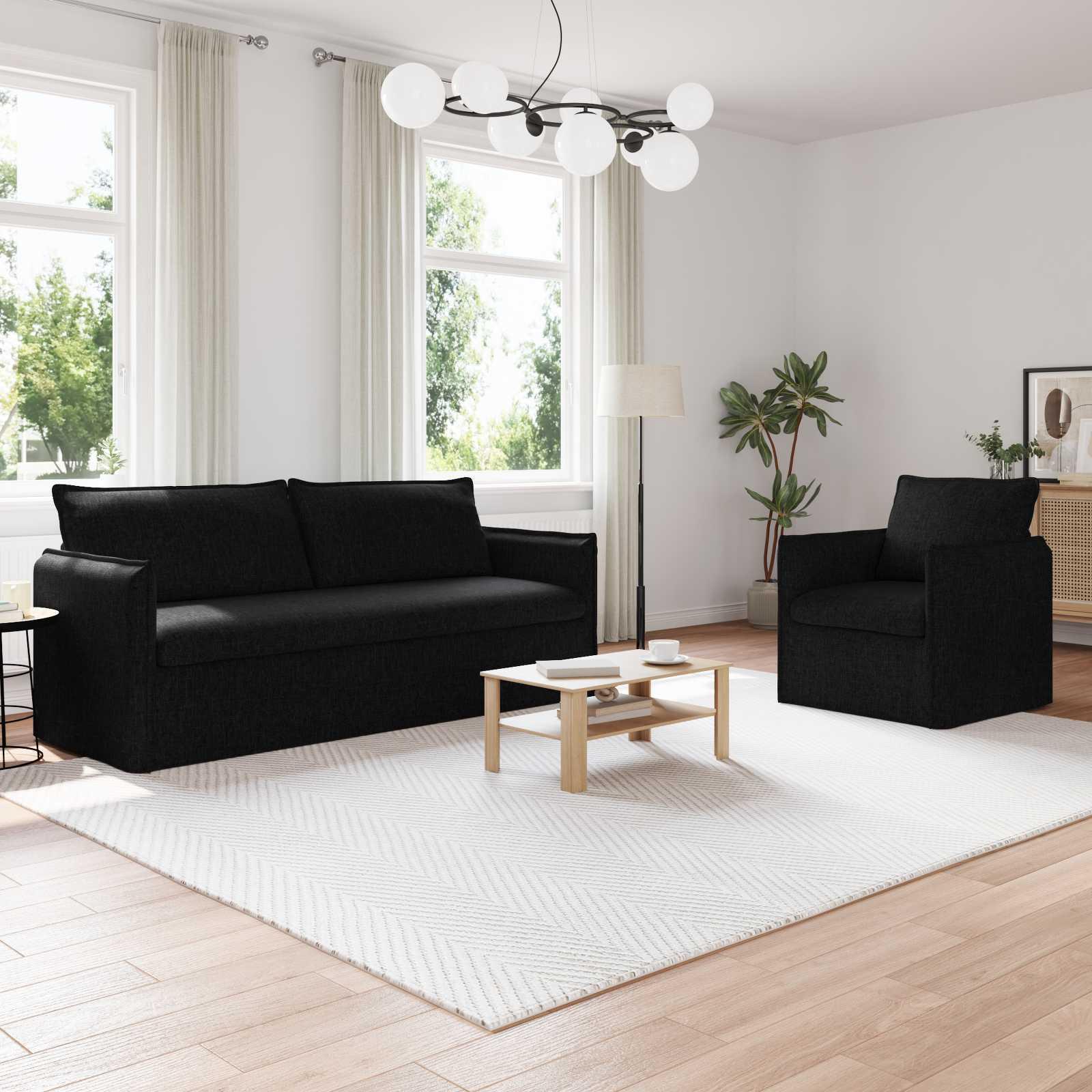 Sofa 180cm 2 stk Sort Metal