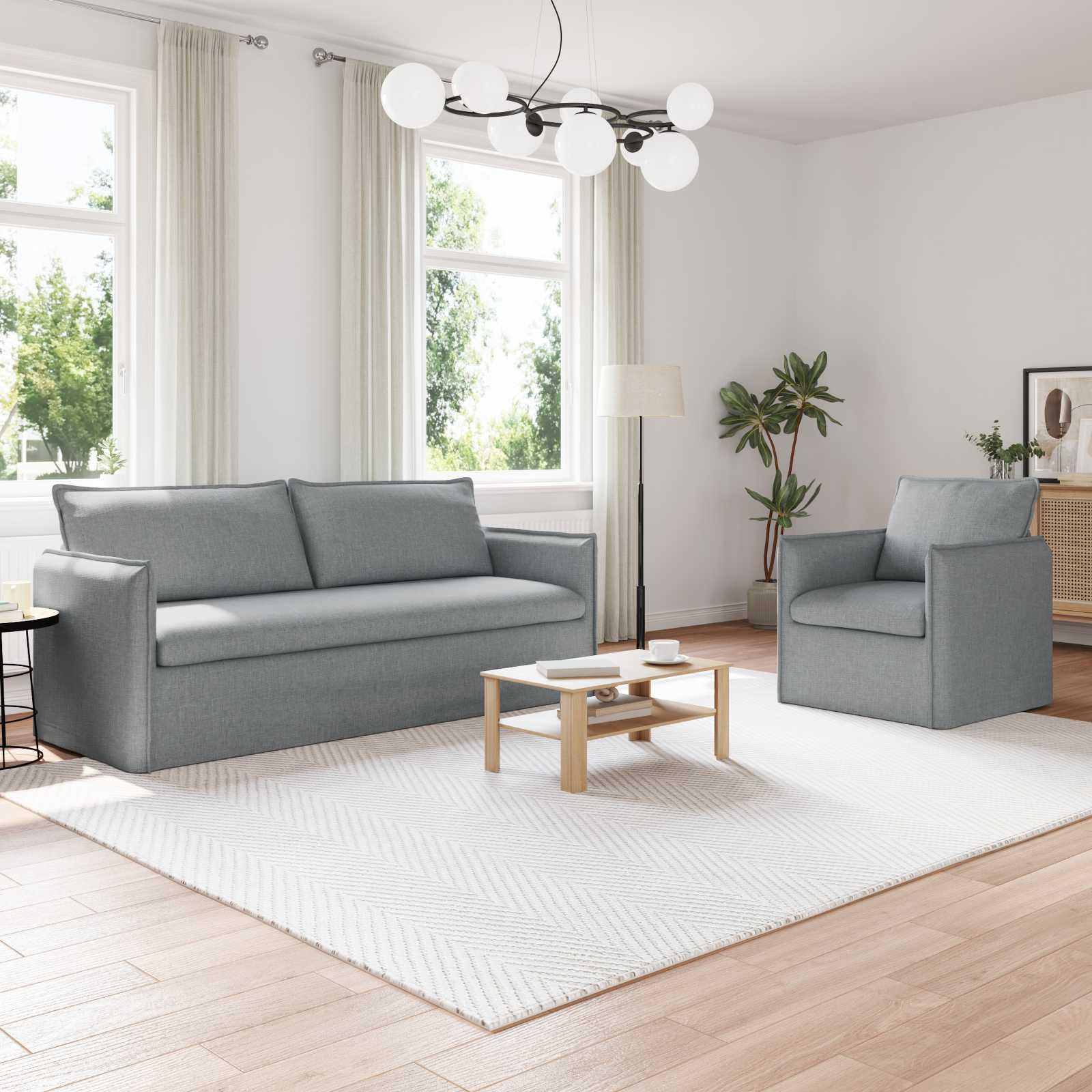 Sofa 180cm 2 stk Lysegrå Metal