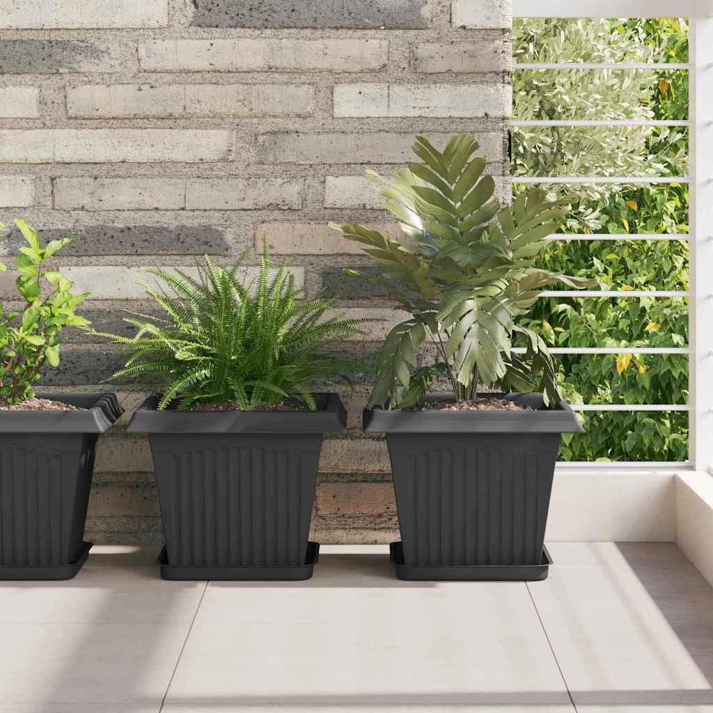 Firkantet Blomsterkrukke 24 stk Sort 43 x 43 x 33.5 cm Plastik