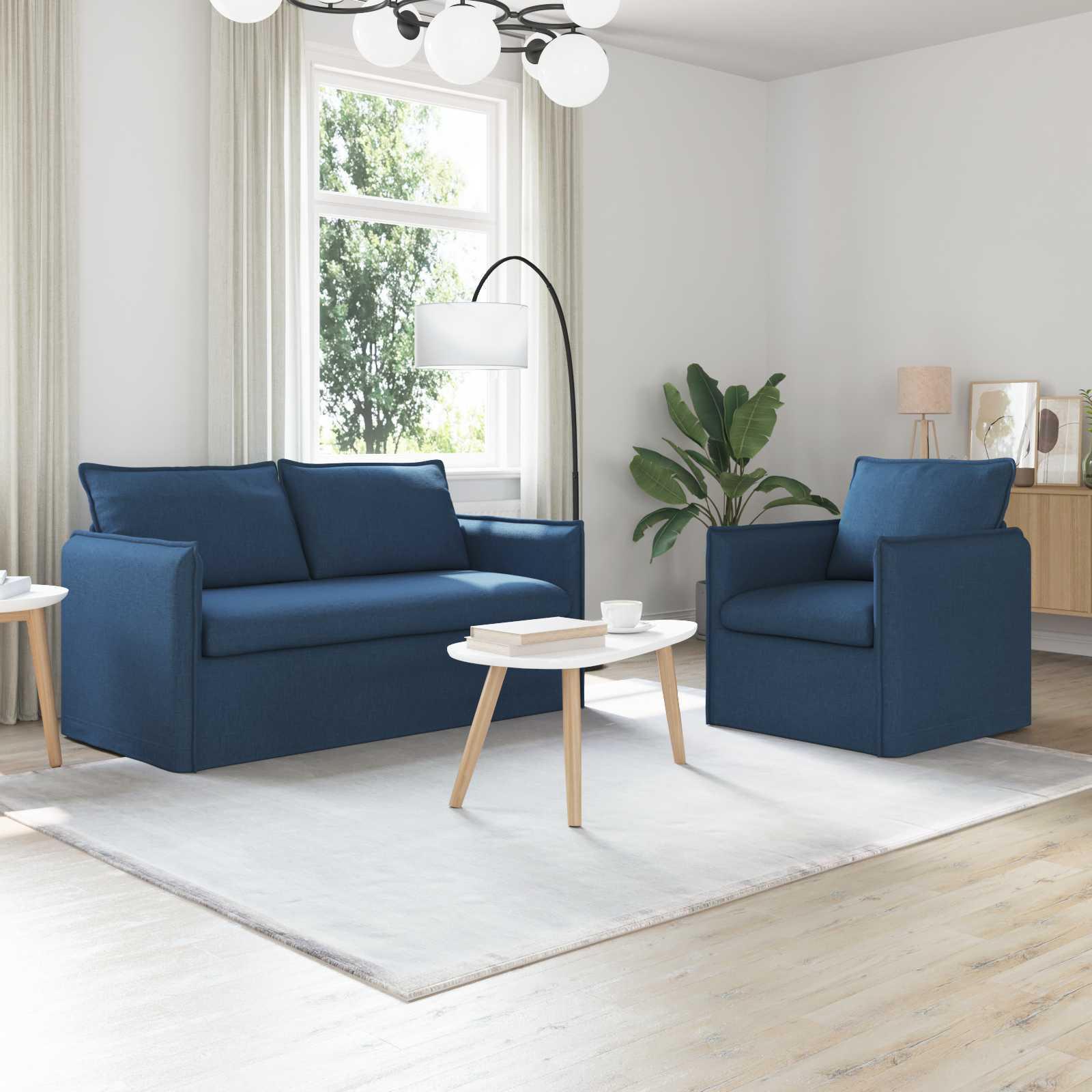 Sofa 140cm 2 stk Blå Metal