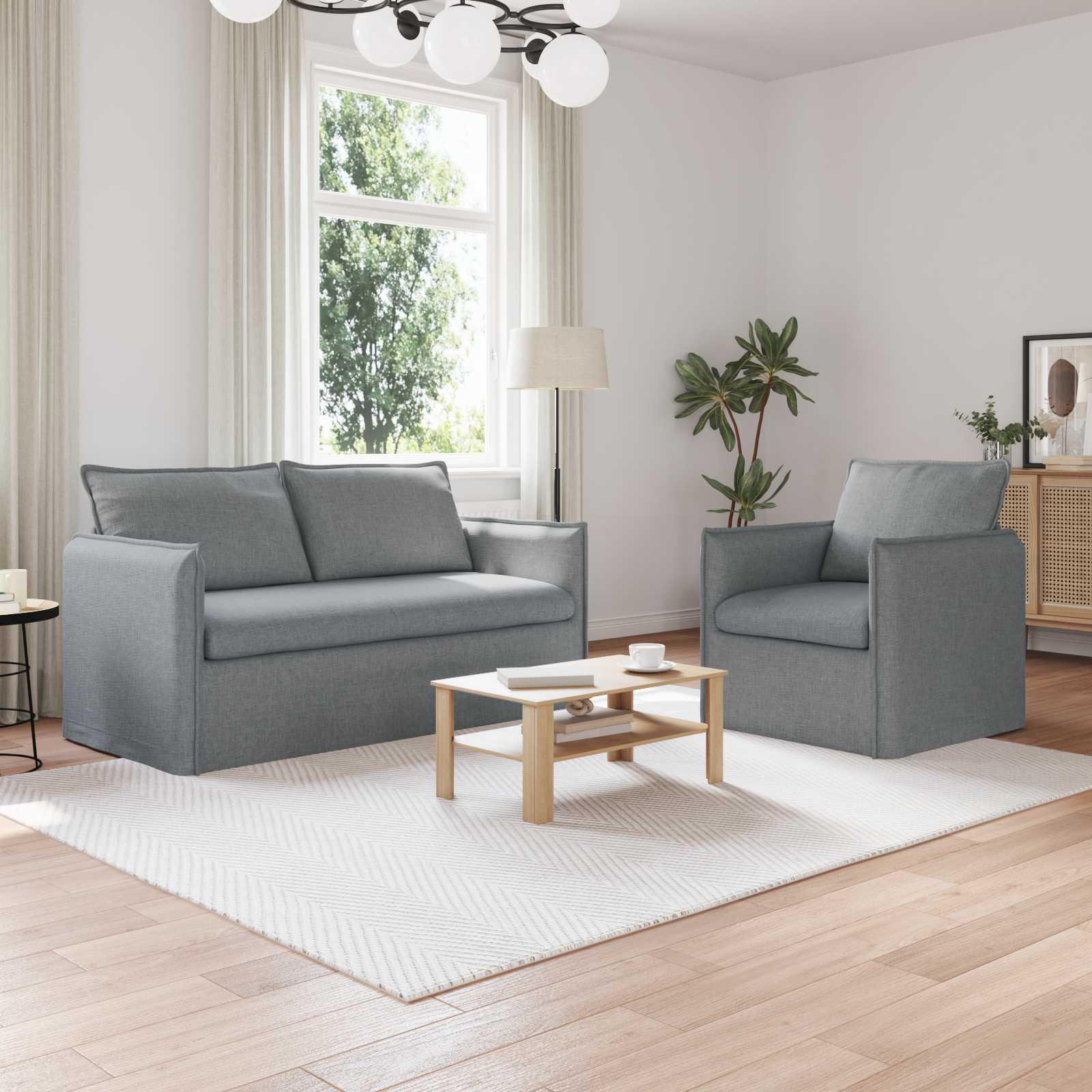 Sofa 140cm 2 stk Lysegrå Metal