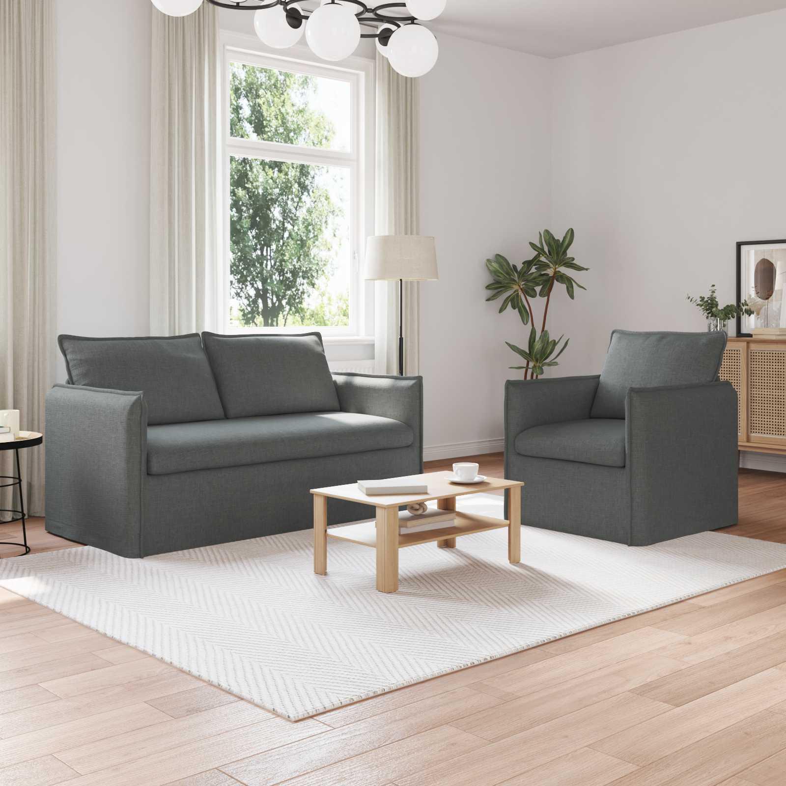 Sofa 140cm 2 stk Mørkegrå Metal