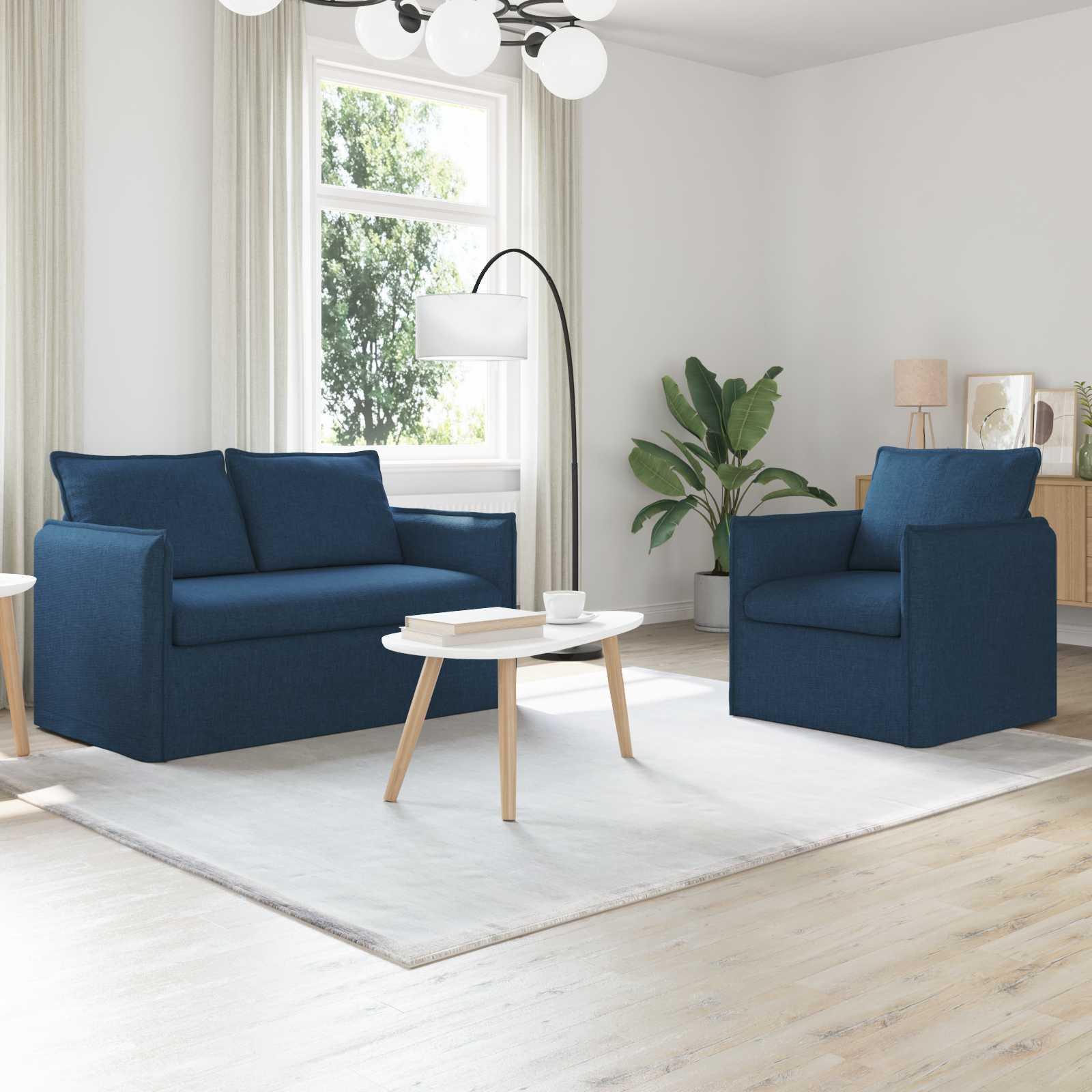 Sofa 120cm 2 stk Blå Metal