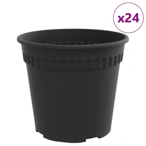 Rund Blomsterpotte 24 stk Sort Ø 19 x 16 cm Plastik