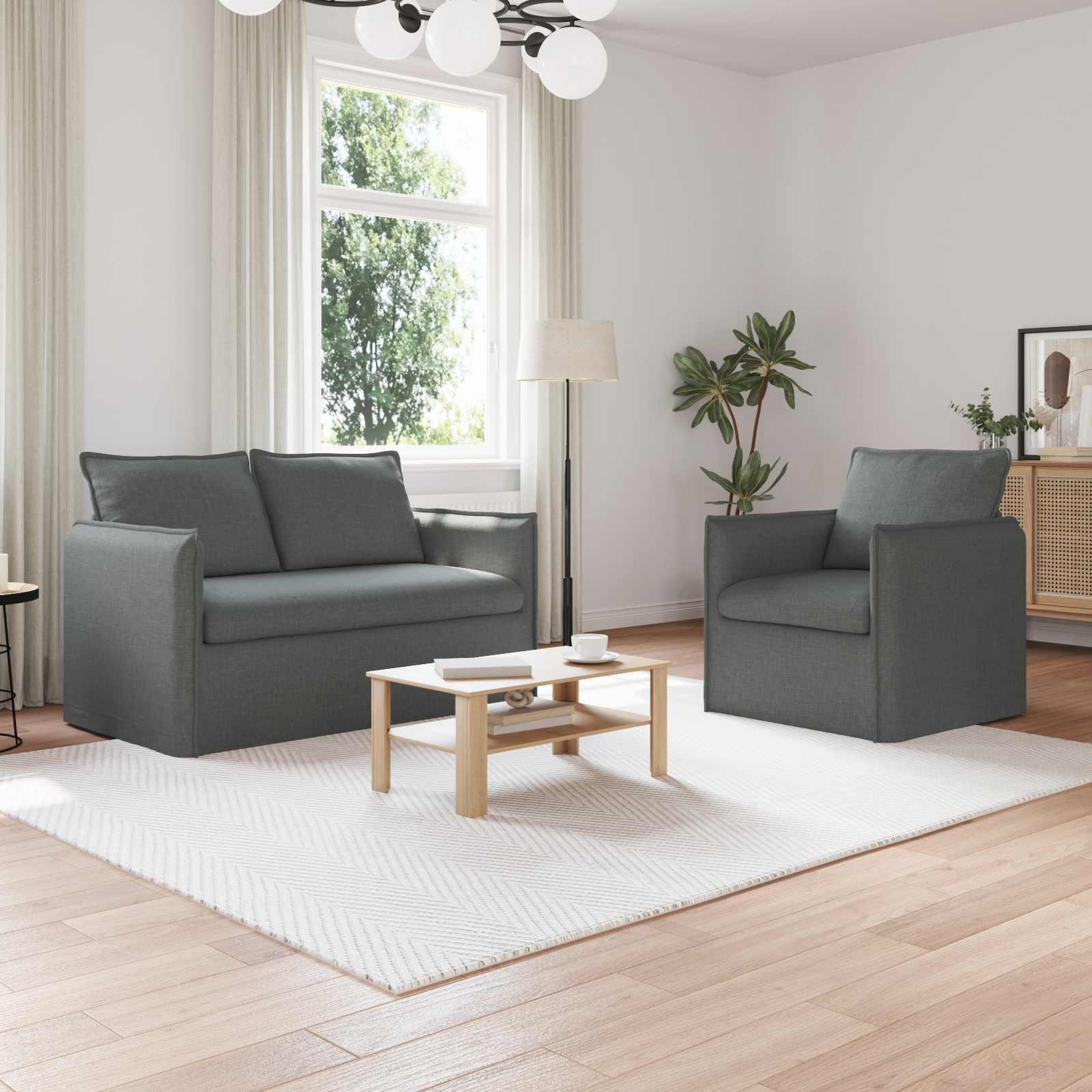 Sofa 120cm 2 stk Mørkegrå Metal