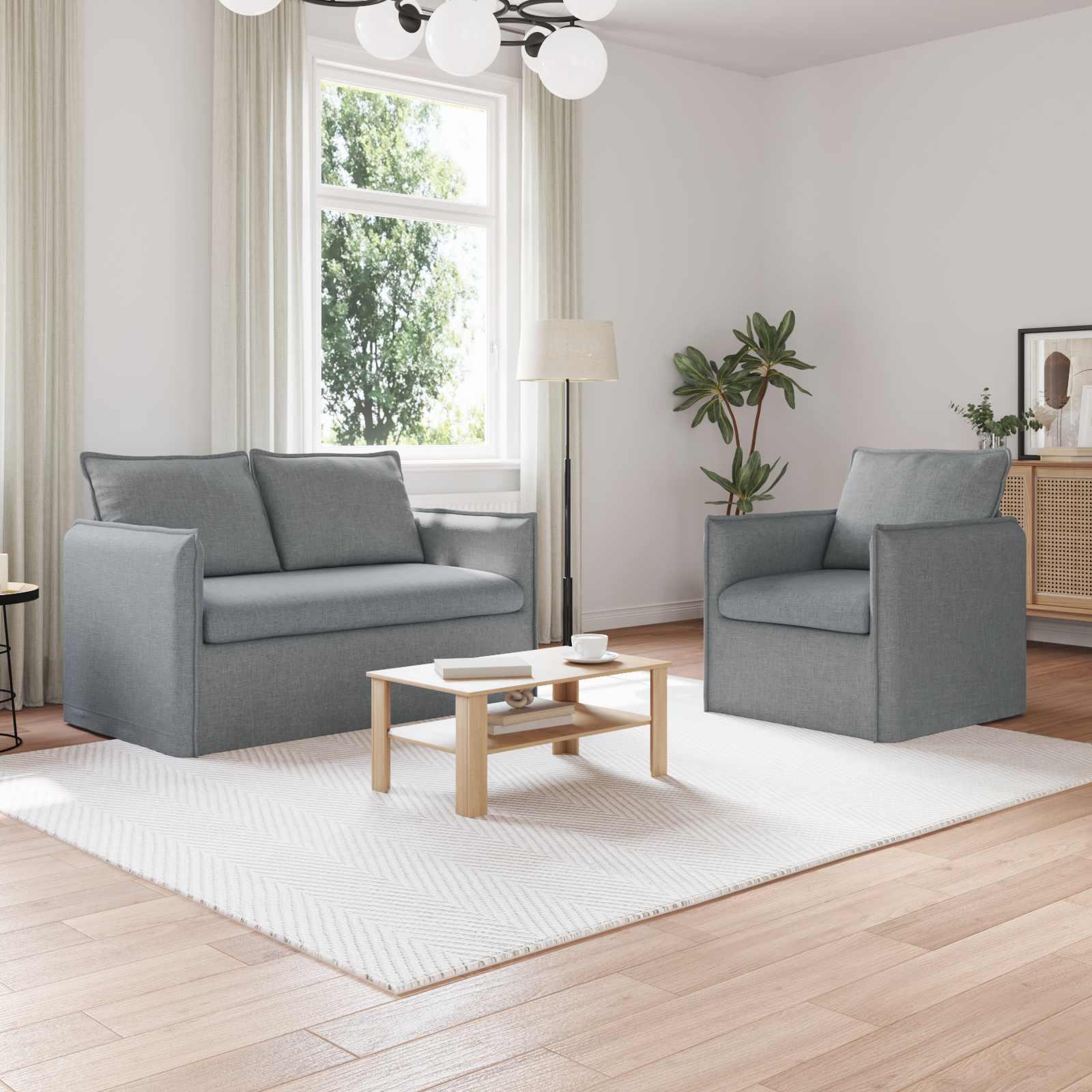Sofa 120cm 2 stk Lysegrå Metal