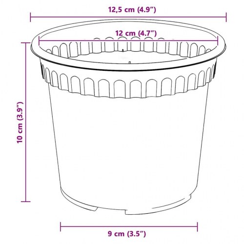 Rund Blomsterpotte 24 stk Sort Ø 12,5 x 10 cm Plastik
