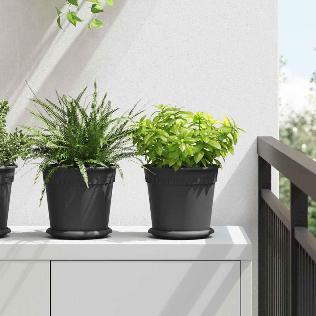 Rund Blomsterpotte 6 stk Sort Ø 19 x 16 cm Plastik