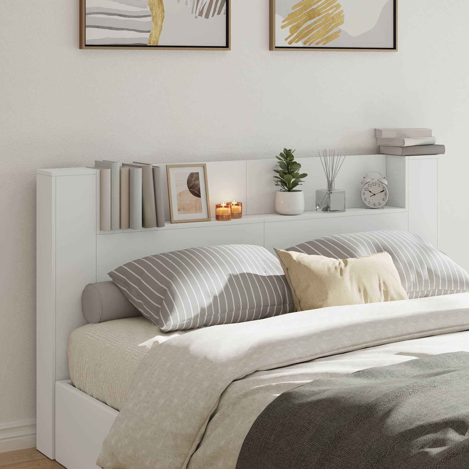 Hovedgærde Kabinet Med Led Sonoma 120 X 16,5 X 103,5 Cm - Hvid / 180 cm