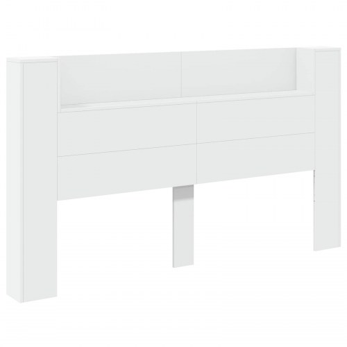 Sengegavl med LED og opbevaring - hvid, 180 x 16,5 x 103,5 cm