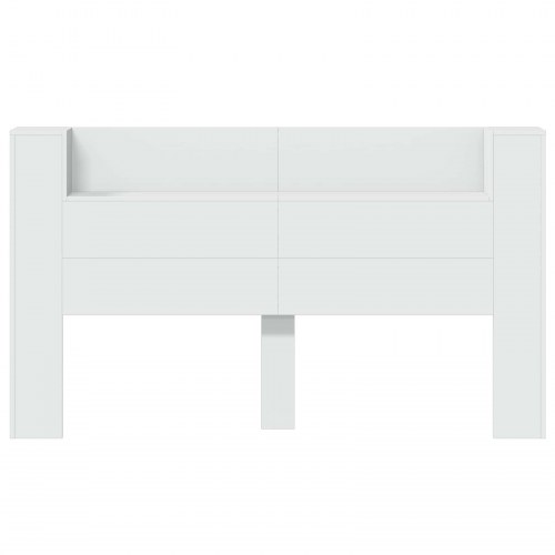 Sengegavl med LED og opbevaring - hvid, 180 x 16,5 x 103,5 cm