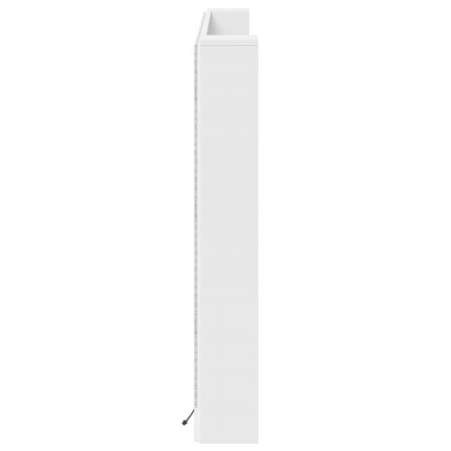 Sengegavl med LED og opbevaring - hvid, 180 x 16,5 x 103,5 cm