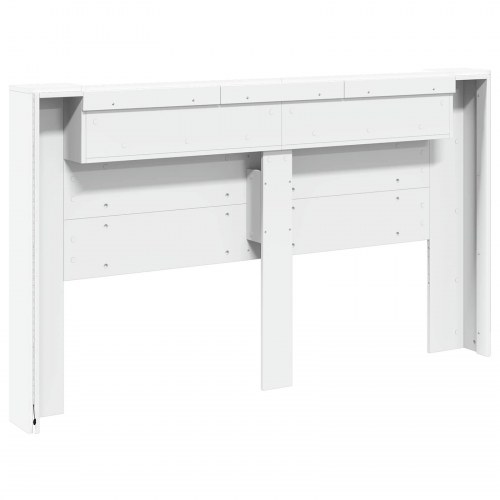 Sengegavl med LED og opbevaring - hvid, 180 x 16,5 x 103,5 cm