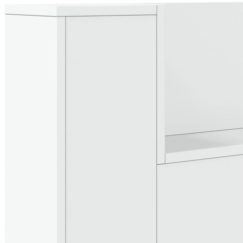 Sengegavl med LED og opbevaring - hvid, 180 x 16,5 x 103,5 cm
