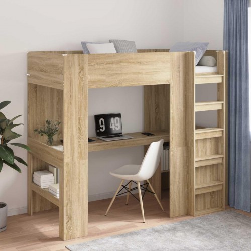 Loft Sengestel med Skrivebord Sonoma eg 90 x 200 cm