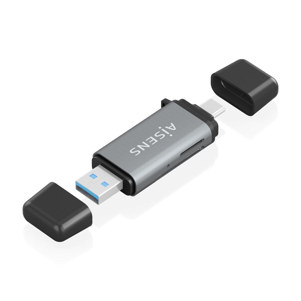 Aisens ASCR-2AC11-GR kortlæser - USB-C/USB-A, grå