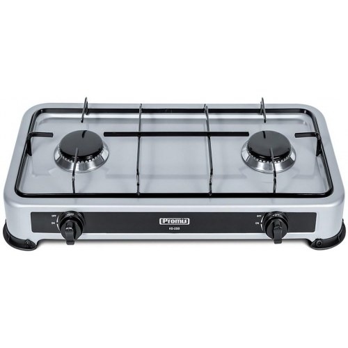 PROMIS KG300 dobbelt gasblus med låg – bærbar kogeplade i stål, 3 zoner