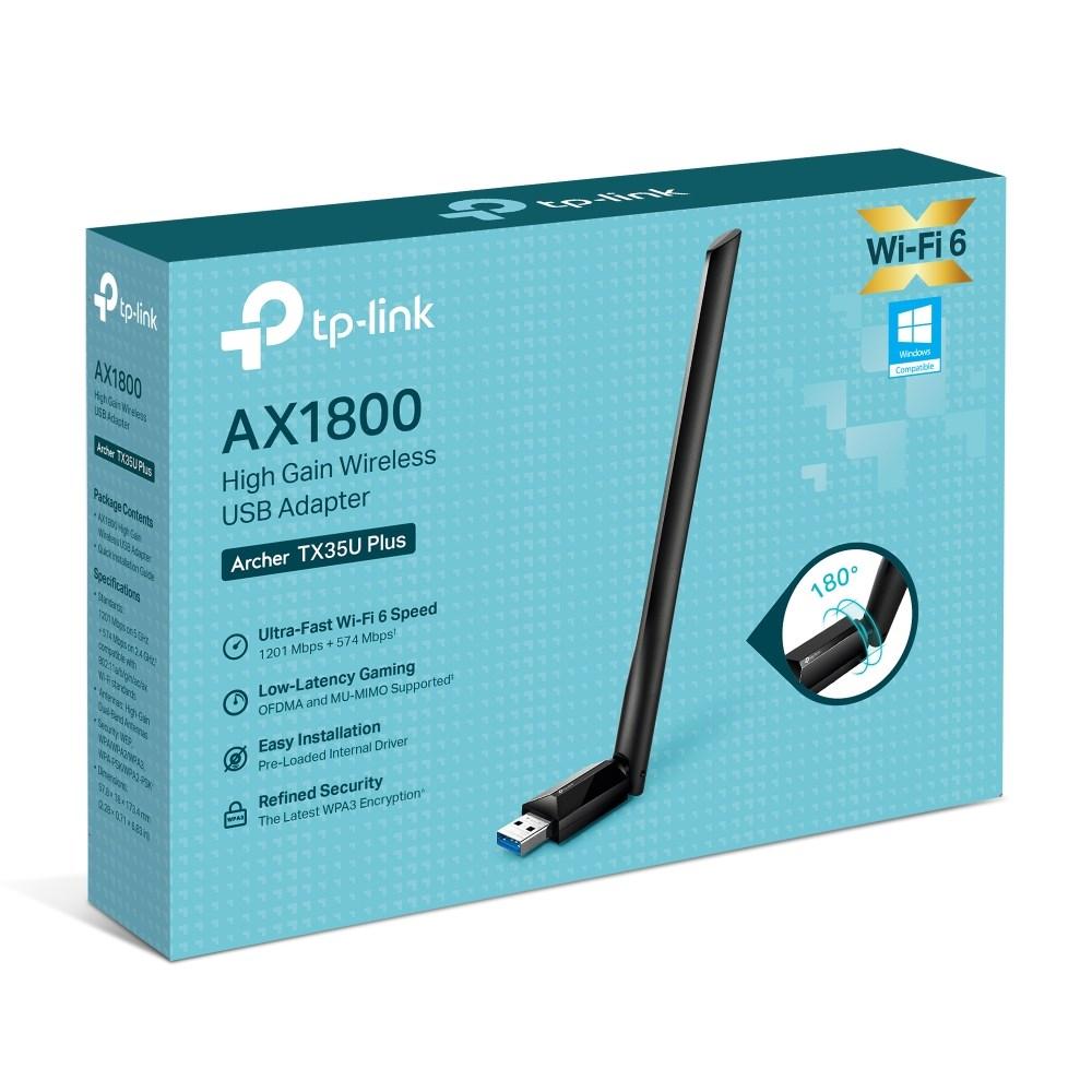 TP-Link Archer TX35U Plus trådløst USB netværkskort – Wi‑Fi 6 AX1800 billede