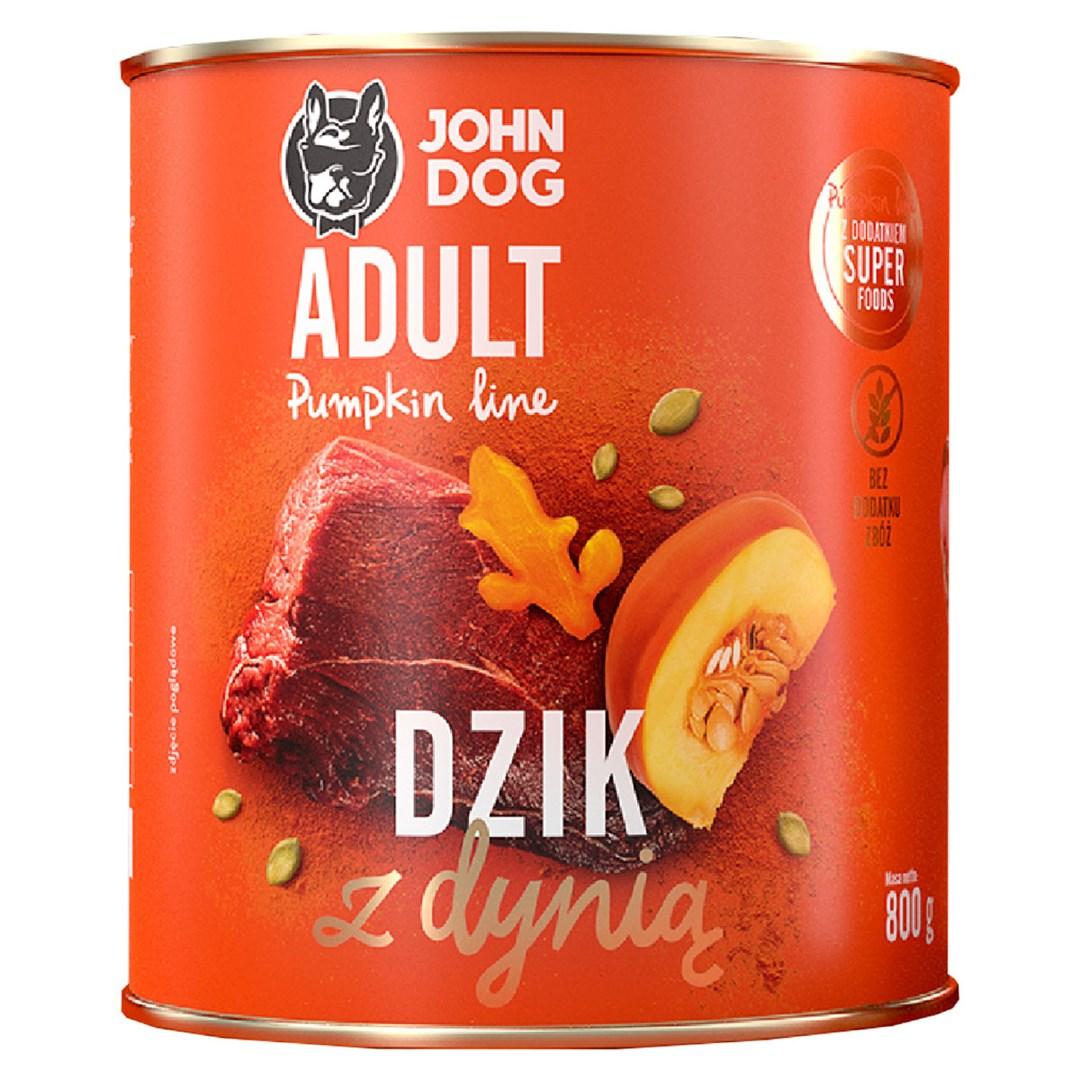 JOHN DOG Pumpkin Line Adult monoprotein vildsvin med græskar – vådfoder til hund – 800 g