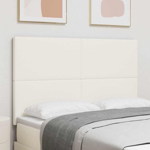 LED sengegavl med RGB lysstrimler - creme velour, 144 cm
