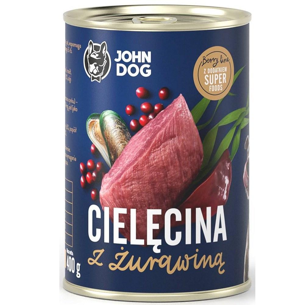 JOHN DOG Berry Line vådfoder til voksne hunde – kalv med tranebær, 400 g