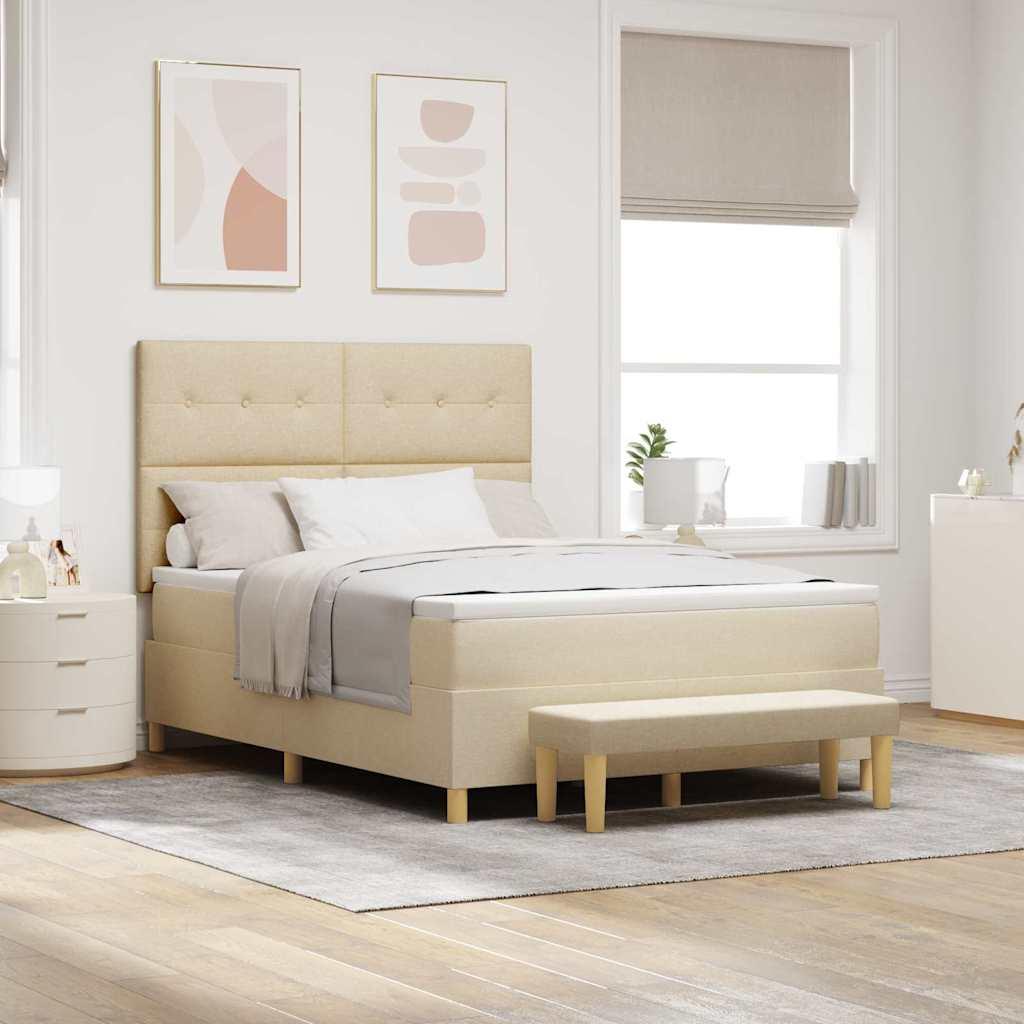 Kontinentalseng med madras Creme 160 x 200 cm Stof