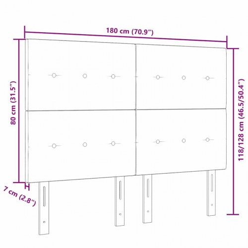 LED-sengegavl i stof - gråbrun, 180 cm