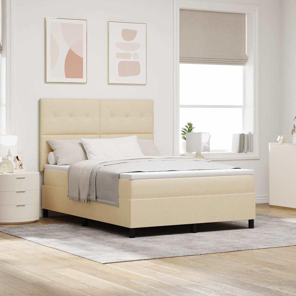 Kontinentalseng med madras Creme 160 x 200 cm Stof