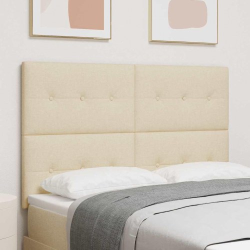 LED-sengegavl i stof - creme, 160 cm