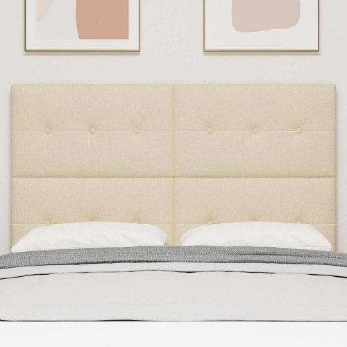 LED-sengegavl i stof - creme, 160 cm