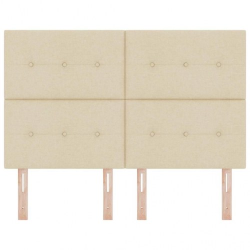 LED-sengegavl i stof - creme, 160 cm