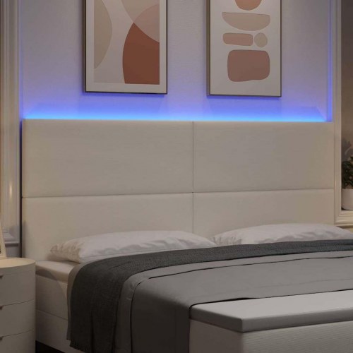 Sengegavl med LED-lysstrimler creme 200 cm velour