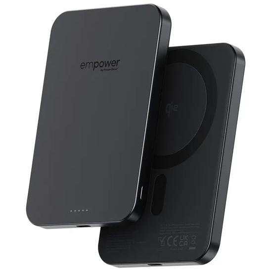 PanzerGlass empower by ® empower Bank | 5000mAh | Space Black, Apple, Apple - iPhone 17/16/15/14/13/12, Qi enabled smartphones, Airpods Pro Gen 2/3, Airpods Gen3, Tør påføring, Sort, 1 stk