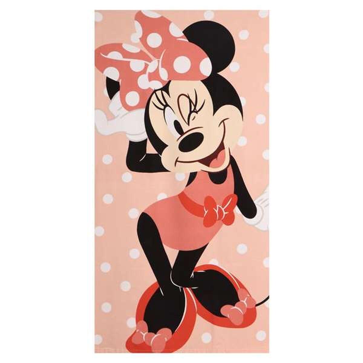 Minnie Mouse strandhåndklæde 70 × 140 cm - koral mikrofiber