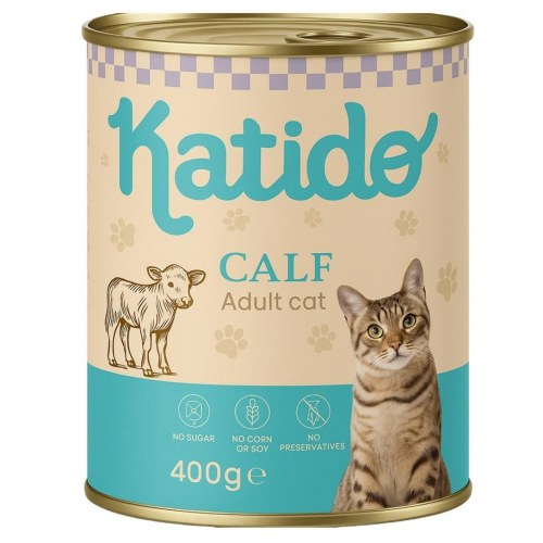 Katido Kalv – vådfoder til voksne katte, 400 g