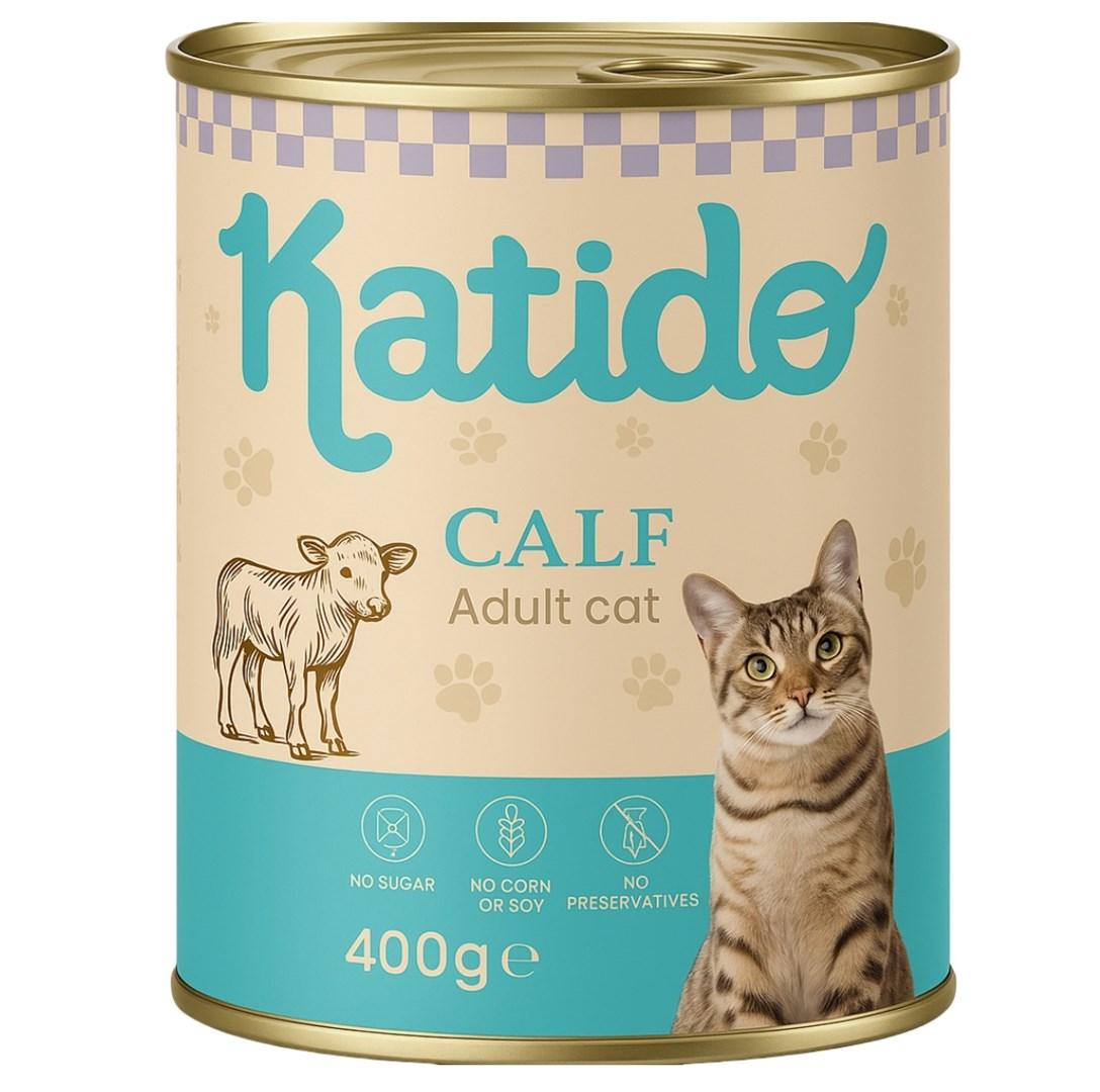 Katido Kalv – vådfoder til voksne katte, 400 g