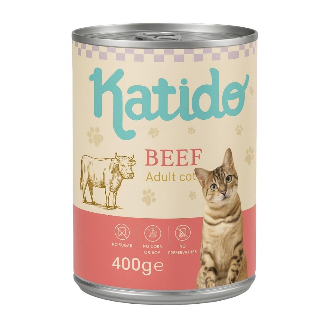 Katido oksekød – vådfoder til voksne katte, 400 g
