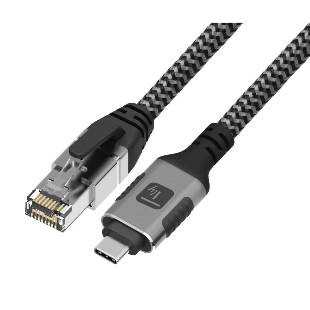 TECHly ICOC U3C-RJ45-010 USB-A til RJ45 netværkskabel, Cat6 F/UTP, 1 m - sølv/sort