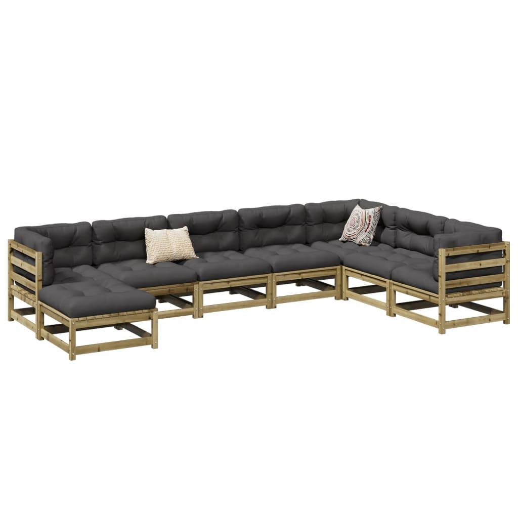 Sofasæt til haven - 8 dele i imprægneret fyrretræ, modulopbygget loungesæt