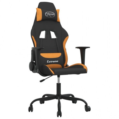Gamingstol med massagefunktion i stof - sort/orange