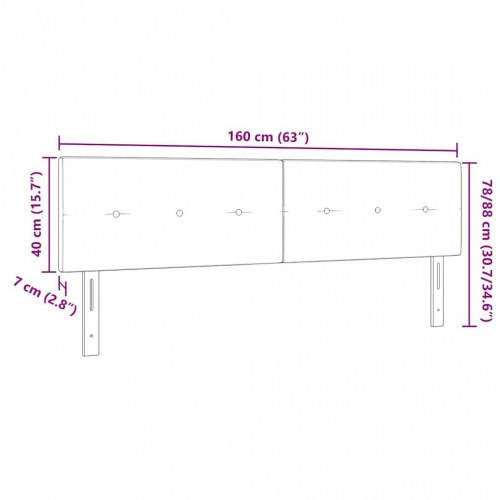 Sengegavl med LED i stof - gråbrun, 160 cm
